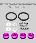 Universal CNC Billet Quick Release Front And Rear Bumper Fasteners Kit For Cars Stainless Steel Bolts Set 12 Piece With Purple O Rings Neo Chrome Finish Easy Install And Built To Last