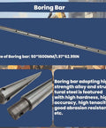 BREVELTION line boring bar, steel construction, 50×1600 mm for excavator/loader applications