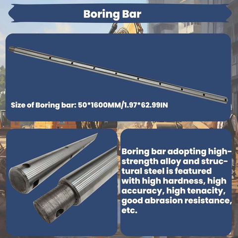 BREVELTION line boring bar, steel construction, 50×1600 mm for excavator/loader applications