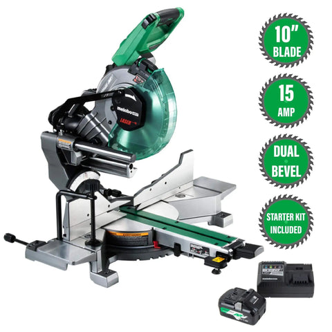 MultiVolt 36V Sliding Miter Saw With 10 Inch Blade Dual Bevel Battery And Charger Included Cordless Or AC Powered Pro Grade