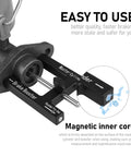 Brake booster rod adjustment tool, black CNC aluminum with magnetic inner core, side view