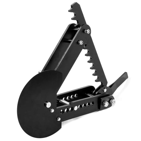 Premium Black Oxide Steel Manual Tube And Pipe Bender For Round Square Stock Heavy Duty Hand Bending Tool viewed from side angle.