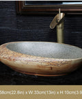 Gotta Love This Vintage Hand Painted Ceramic Vessel Bathroom Sink For Countertop Vanity Big Time Easy Clean Slick Retro Wash Basin, 58x33x10cm.