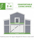 Diagram of 66.5 Inch Large Wooden Chicken Coop With 2 Nesting Boxes, Ramp, Sliding Tray And Waterproof Roof, Ideal For 2 To 4 Hens