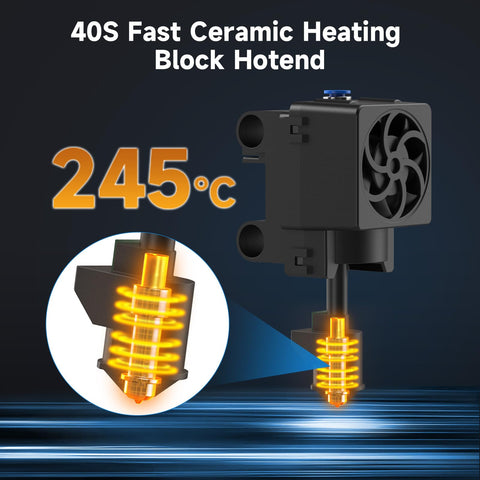 Tina2 Plus And Tina2C Ceramic Hotend Block for 3D Printer, 40s heat-up, 240C max, showing heating element reaching 245C