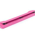 Portable pink 3 hole punch for papers and binders, 10 inch ruler, removable chip tray, perfect for school, office, crafts.