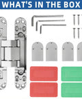 Badass Silent Hidden Door Hinges Six Inch Outswing Concealed Butt Hardware 180 Degree Three Way Adjustable components kit