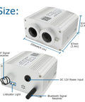 Dual Head RGBW Fiber Optic Light Kit For Home With App Control, Twinkle And Music Modes engine dimensions and ports
