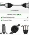 Heavy Duty Front Cv Axle Shaft Pair Drop In Ready No Sweat Swap Bolt On For 4wd Awd 6 Lug Chevy Silverado 1500 Tahoe Suburban Gmc Sierra Yukon Cadillac Escalade Driver Passenger Side showing 22.93 inch length