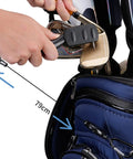 3-In-1 Golf Club Cleaner Brush Set With Retractable Head And Zip Line attached to golf bag