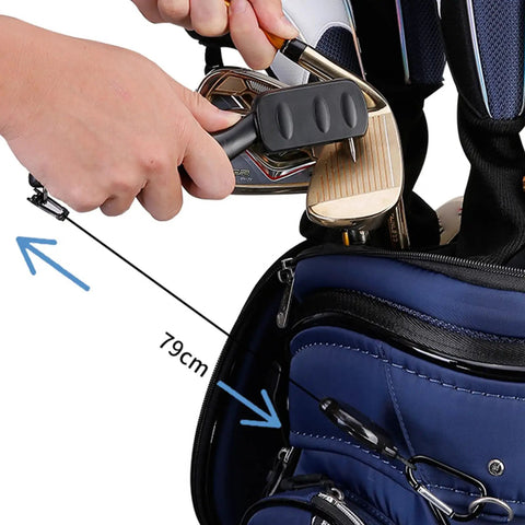 3-In-1 Golf Club Cleaner Brush Set With Retractable Head And Zip Line attached to golf bag