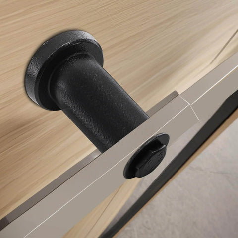 Close-up of single spacer from Ten Piece Barn Door Spacers Set For 2 Inch Sliding Barn Door Hardware, attached to wooden surface.
