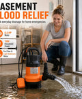 Heavy Duty 0.5HP Submersible Utility Pump With Auto Float Switch handles no sweat draining for pool pond and cellar powered by 110V motor in action.