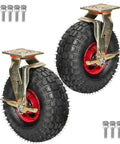 Heavy Duty Pneumatic Caster Wheels With Tubeless Natural Rubber Tires Rock Solid Swivel Base Features dual ball bearings and bolts.