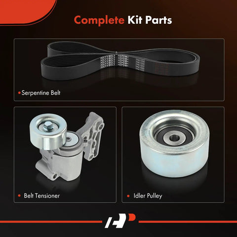 Beefed-Up Engine Serpentine Belt Drive Kit With Tensioner And Idler For Toyota Camry Avalon RAV4 Highlander Sienna Lexus 2006-2018