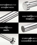 Two Pack Ejector Pins 5/16 Inch Diameter, 12 Inch Long Made From 65Mn Steel With Round Tips, features and design close-up