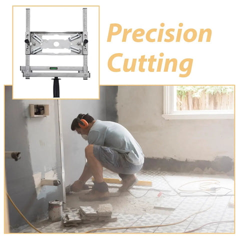 Adjustable Stainless Steel Edge Guide Positioner For Cutters And Grinders Heckin Solid Heavy Duty Metal Workshop Fence in use for precision cutting.