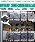 Rubber Grommet Kit 125 Pieces In Eighteen Sizes For Wiring And Automotive Firewall Protection installed in electrical panel