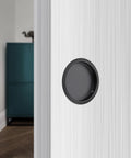 Two Pack Round Pocket Door Pulls For Closet Doors Two And One Eighth Inch Black Finger Pulls With Easy Snap In Installation