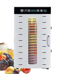 Commercial Electric Food Dehydrator Stainless Steel Jerky Maker With Reliable Touch Controls For No Hassle Drying Of Fruits Meats Vegetables Herbs And Snack Game Changers and fresh fruits in front.