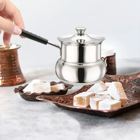Turkish Coffee Pot Stainless Steel On The Go Travel Brew Kit 1080ml Small Saucepan Portable Butter Melter And Milk Warmer