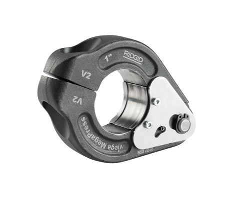 Close-up of MegaPress Jaws And Rings Kit for half inch to two inch hydraulic crimping tools, black and silver, showing the 1 inch jaw