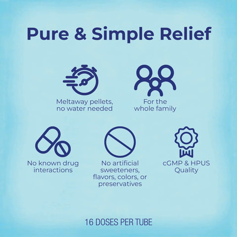 Graphites 30C Homeopathic Scar Relief Pellets informational image on benefits including meltaway pellets and no drug interactions.