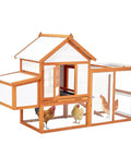 Outdoor Chicken Coop With Large Nesting Box And 5 Lockable Doors, Weatherproof Wooden Hen House For Backyard Farms, Durable Fir Construction