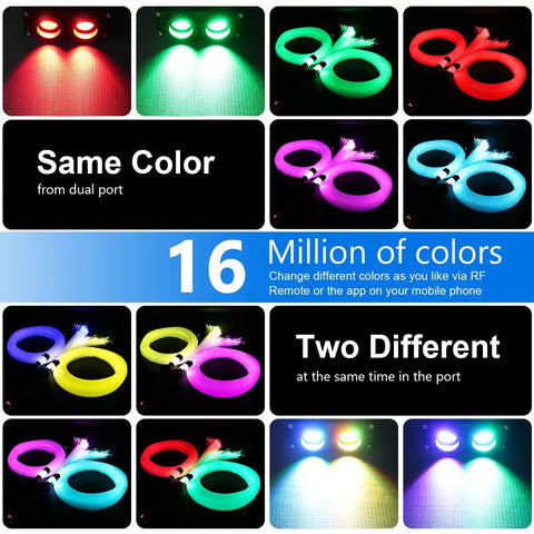 Dual Color 32W Fiber Optic Starlight Kit With 600 Fibers 0.03 Inch Diameter Each 9.8 Feet Long For Home And Car Roof Lit Headliner Decor showcasing color options