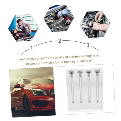 Shop Ready Oil Quality Comparator And Transmission Viscosity Tester Stand For Easy Engine Oil Analysis And Maintenance In Auto Service Centers Acrylic Tester For Quick Pro Grade Automotive Diagnostics, clear acrylic stand