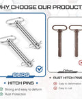 Beefy Trailer Hitch Pins And Clip Set Three Quarters Inch Diameter By Six And A Quarter Inch Length Clevis Pins With Handles 2 Pack R Clip Included Heavy Duty Carbon Steel For Towing Tractors Trucks Lawn Mowers RVs Boats And Farm Equipment comparison image