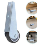 Four Piece Heavy Duty Sliding Door Track Rollers With Solid Steel Core And Premium Rubber Wheels For A Slick Silent Glide No Sweat Side Mount Setup On Closet Or Kitchen Doors close up of a roller wheel