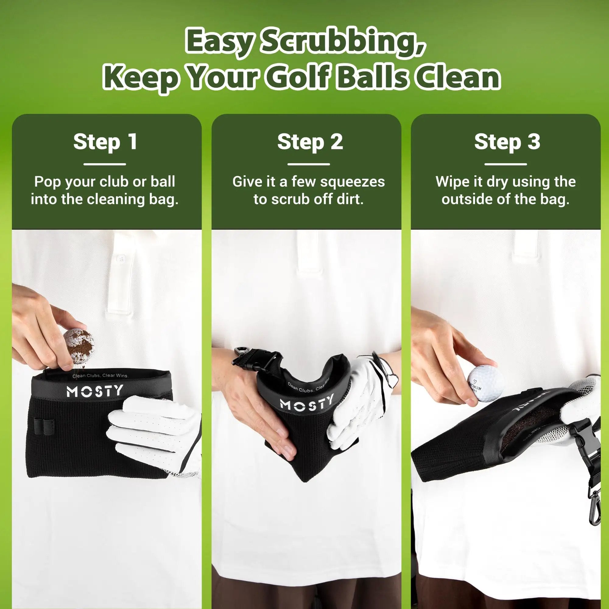 Portable Golf Club And Ball Cleaner Bag - Mess Free ✓
