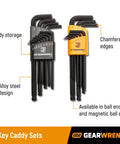13 Piece Long Ball End SAE Hex Key Set With Chamfered Edges For Easy Insertion And 25 Degree Access shown in caddy storage