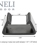 Heavy Duty Nylon Outdoor Sofa Clips For Modular Patio Sectional Sets Keep Your Wicker Lounge Pieces Tight Black Weatherproof Stabilizers To Hold Your Outdoor Sofa In One Piece All Season shown with dimensions.