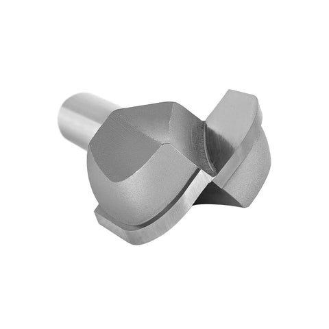 Close-up of Oval Bowl And Tray Router Bit With Three Quarters Inch Cutting Diameter, One Quarter Inch Shank, Double Flute Tungsten Carbide.