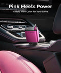 Retractable Car Charger Featuring 84W USB C Fast Power Dual Snakes in pink color, designed for center console use.