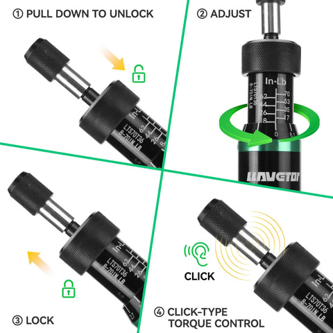 Steps to use 8 To 70 Inch Pound Torque Screwdriver With Quarter Inch Drive Compact Gunsmithing Kit