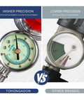 Comparison between a high-precision 6 Ft Propane Adapter Hose With 0 To 30 Psi Regulator And 0 To 60 Psi Gauge and a generic gauge.