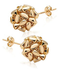Sparkly Sequin Ball Stud Earrings For Women With 14K Gold Plated Sterling Silver Posts Delicate Woven Hollow Sphere Design That Reflects Light From Every Angle For Everyday Glam. Pair of gold woven hollow sphere stud earrings with 925 posts