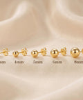 14K Gold Plated Ball Stud Earrings For Women Everyday Dainty Gold Ball Jewelry, 3mm-8mm sizes