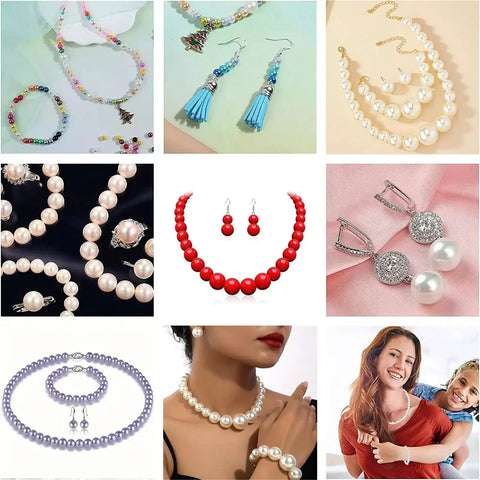 Hella Versatile Gold Imitation Pearl Spacer Beads Kit 10 Boxes 3Mm To 14Mm Abs Beads For Diy Jewelry Making Bracelets Necklaces Earrings, assorted jewelry designs.