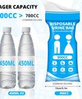 900Ml Portable Disposable Urine Bags 12 Pack For Travel And Car Rides with 900CC capacity next to water bottles