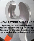 Heavy Duty 10 Inch Cable Cutters Featuring High Leverage Grip For Snipping 4/0 Aluminum And 2/0 Soft Copper Plus 100 Pair Com Cables Rock Solid For Electricians And Shop Guys, close-up of razor-sharp blade.