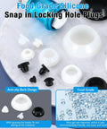 4 Pack 60 Mm Silicone Rubber Plugs Snap In Locking Hole Plugs for 60 Mm Round Holes shown on a blue background.
