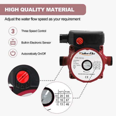 Hot Water Recirculating Pump With Stainless Steel Head And Aluminum Housing Three Quarter Inch NPT 93 Watt close-up