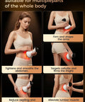 Lymphatic Drainage Massager For Body Sculpting And Anti Cellulite Care in use on waist, arms, and legs, with four color light
