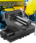 5 Inch Cross Slide Drill Press Vise For Heavy Duty Cast Iron Milling, woodworking clamping vise, bench top mount with handle.