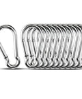 10-pack 1.97-inch stainless steel carabiners with spring snap hooks for camping, hiking, rope and keys