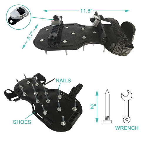 Lawn Aerator Shoes With Self Tightening Straps And Nonslip Metal Buckles, Spike Sandals For Easy Lawn Aeration And Grass Care, size 11.8" x 5.7"